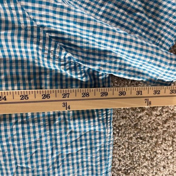 Ralph Lauren Shirt Adult 2XB Blue White Check Cotton Button Up Yellow Pony Logo - Picture 9 of 13